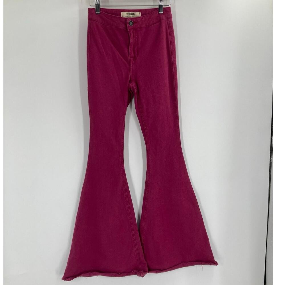 Rock & Roll Cowgirl Burgundy Bell Bottom Jeans Rodeo Women’s Western 25x36 - Picture 3 of 11
